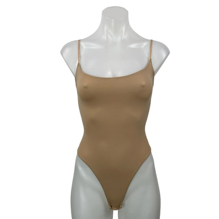 SKIMS Brown Tan Sleeveless Cami Camisole Seamless Sculpt Thong Bodysuit Size XS