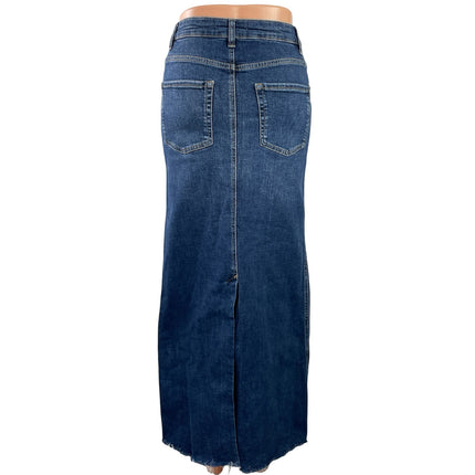 Zara Women's Blue Medium Wash High Waist Slit Straight Denim Jean Skirt Size XS