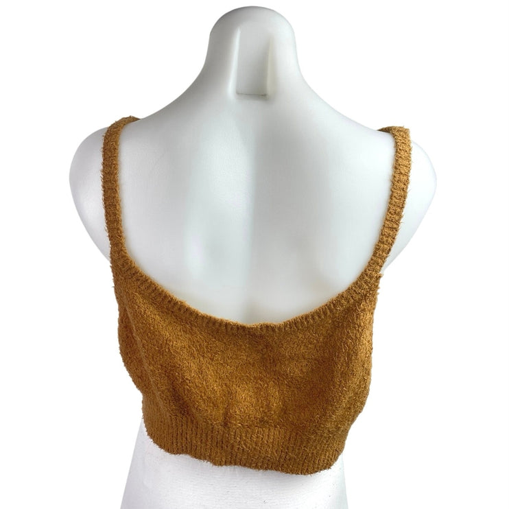 Reformation Brown Teddy Fleece Sleeveless Cami Camisole Crop Tank Top Size L