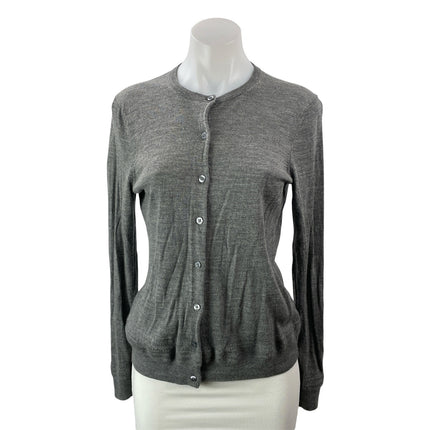 Brooks Brothers Gray Merino Wool Crew Long Sleeve Button Up Cardigan Sweater M