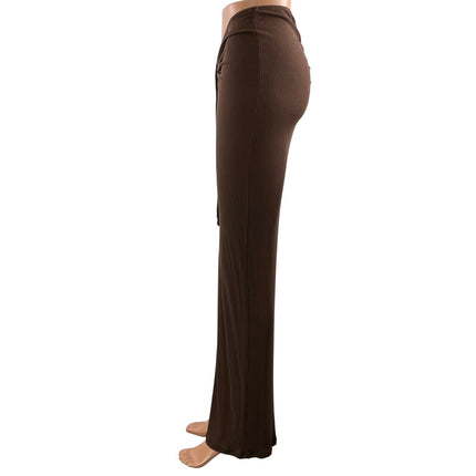 SKIMS Soft Lounge Brown Stretch Jersey Ruched Drawstring Maxi Long Skirt Size S