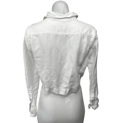 Aritzia Wilfred White Button Collar Long Sleeve Crop Shirt Blouse Top Size 2XS