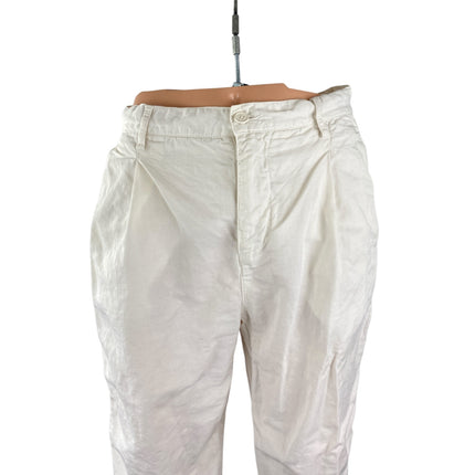 Orlebar Brown Men's White Linen High Rise Wide Leg Utility Trousers Pants Sz 30