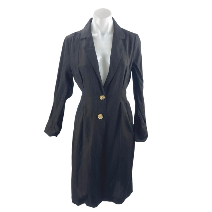 ASTR The Label Reed Black Linen Long Sleeve Midi Pencil Sheath Blazer Dress XS