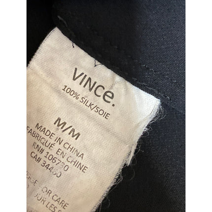 Vince Women's Black Short Sleeve V Neck Loose Fit High Low Blouse Top Size M