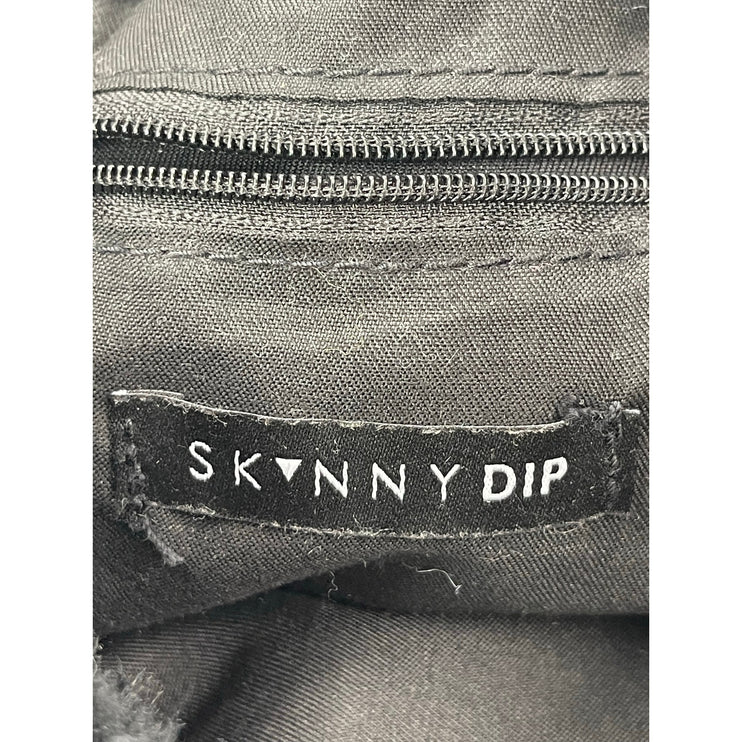 Skinnydip Liza Black White Yin Yang Faux Fur Snap Carry On Tote Bag Handbag OS