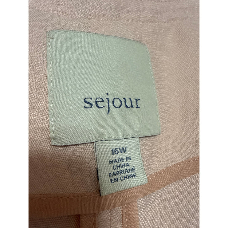 NEW Sejour Womens Pink Long Sleeve Midi Open Front Duster Trench Coat Jacket 16W