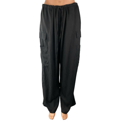 Reformation Women's Black Loose Parachute Baggy Trousers Utility Cargo Pants M