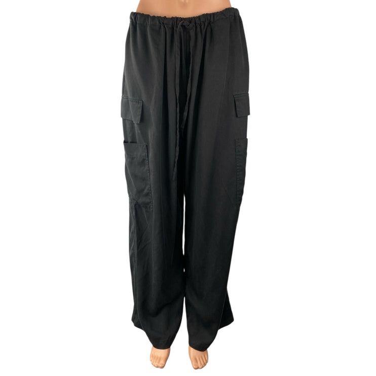 Reformation Women's Black Loose Parachute Baggy Trousers Utility Cargo Pants M