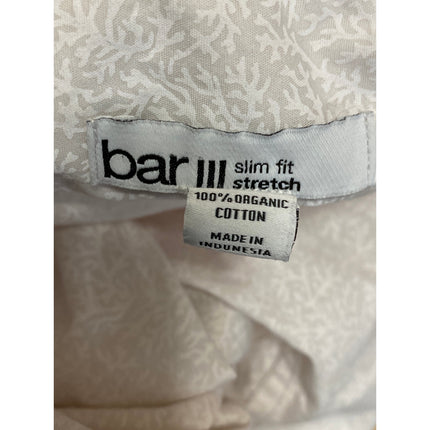 Bar III Be Men's White Slim Fit Stretch Long Sleeve Button Down Shirt Size S