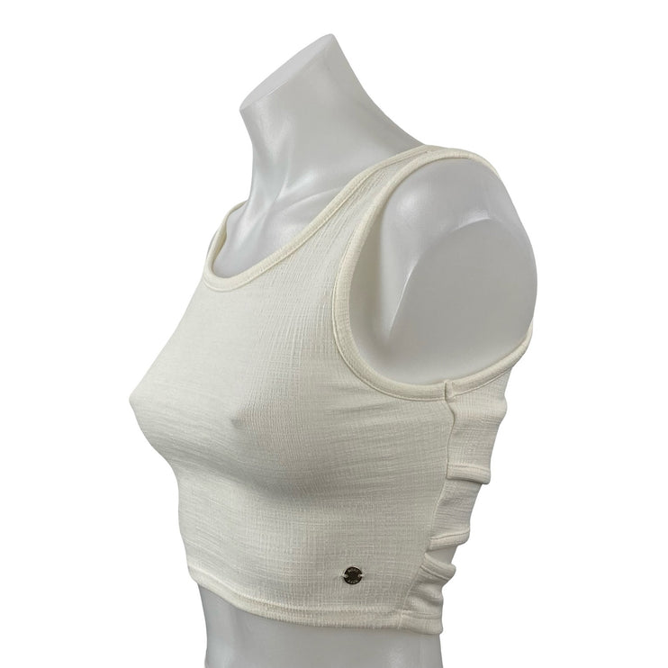 Roxy Women's Cream Sleeveless Textured Yoga Workout Athletic Crop Top Size XS