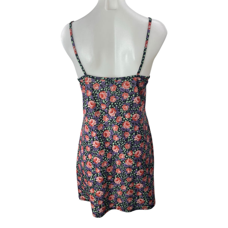 River Island Multicolor Lace Trim Floral V Neck Cami Camisole Tank Mini Dress 10