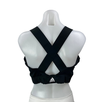 Adidas TKO Black White Crossback Workout Athletic Crop Top Sports Bra Size L