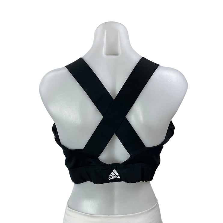Adidas TKO Black White Crossback Workout Athletic Crop Top Sports Bra Size L