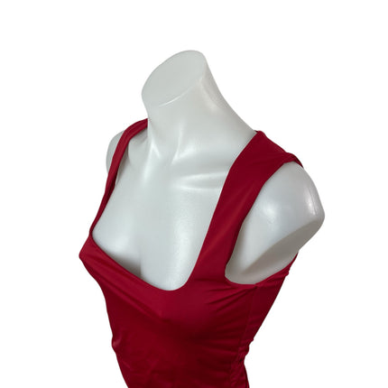 Princess Polly Women's Red Square Neck Sleeveless Slim Fit Crop Tank Top Size 6