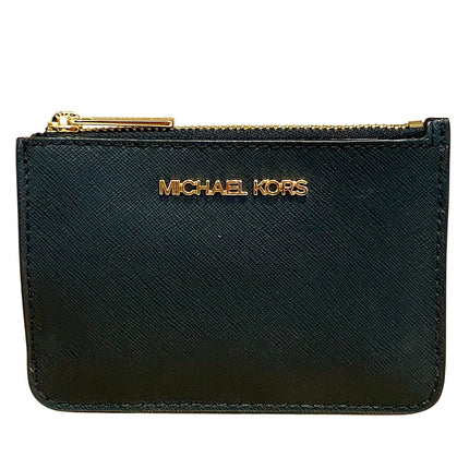 NEW Michael Kors Jet Set Travel Black Zip Card Coin Purse Pouch Wallet OS
