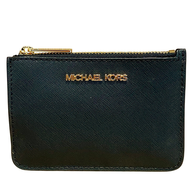 NEW Michael Kors Jet Set Travel Black Zip Card Coin Purse Pouch Wallet OS