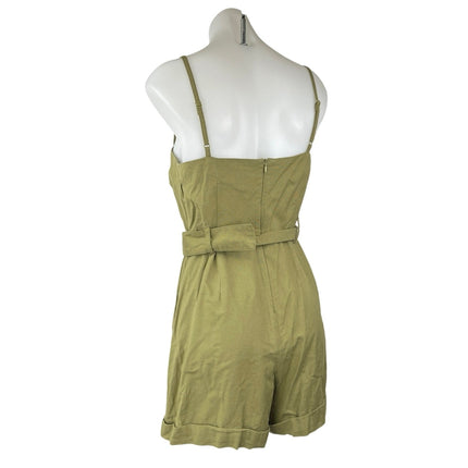 Asos Design Women's Green Sleeveless Belted Cami Camisole Romper Shorts Size 6