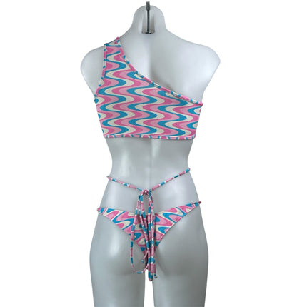 Frankies Bikinis Syd Swirl Geometric One Shoulder Two Piece Bikini Swimwear S