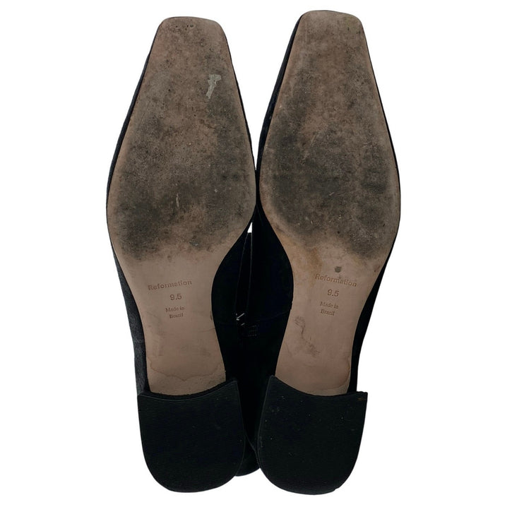 Reformation Raven Women's Black Suede Pointed Toe Zip Up Over the Knee Boots 9.5