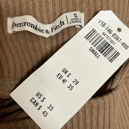 NEW Abercrombie & Fitch Tan Ribbed Knit High Rise Yoga Mini Biker Shorts Size S
