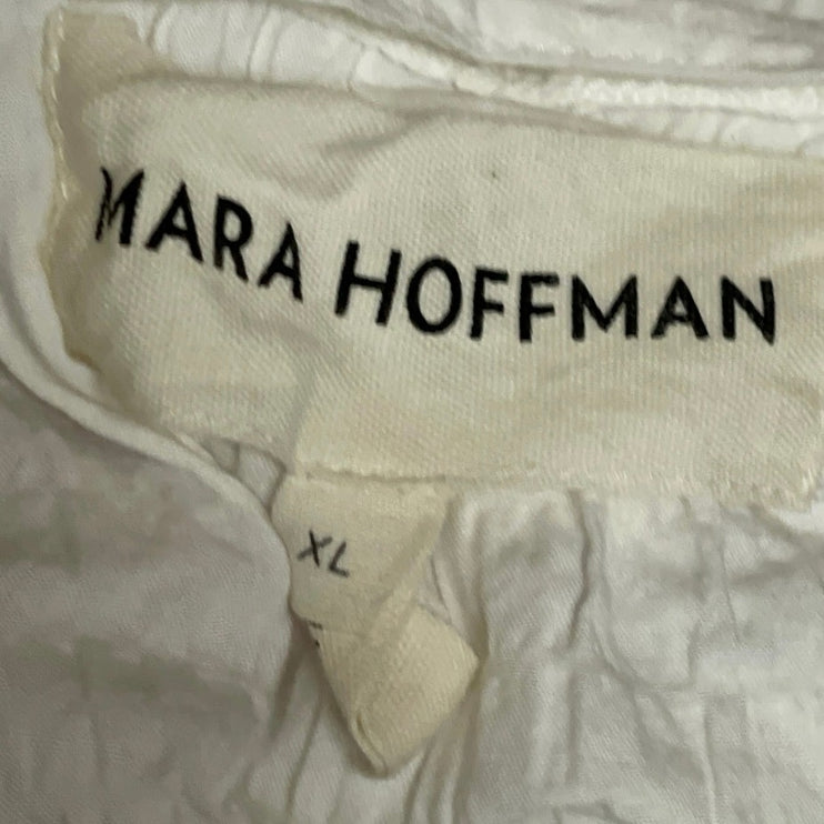 Mara Hoffman Women's White Puff Long Sleeve Belted Maxi Flared A-Line Dress XL