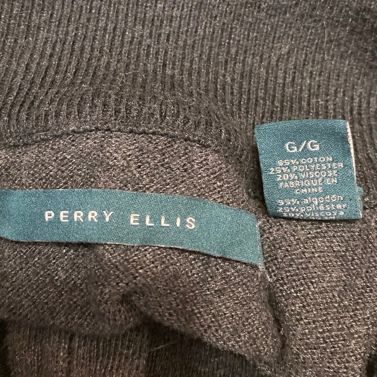 Perry Ellis Men's Black 1/4 Zip High Neck Long Sleeve Sweatshirt Sweater Top L