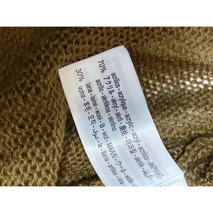 Zara Brown Gold Wool Metallic Knit Mock Neck Long Sleeve Blouse Sweater Top Sz M