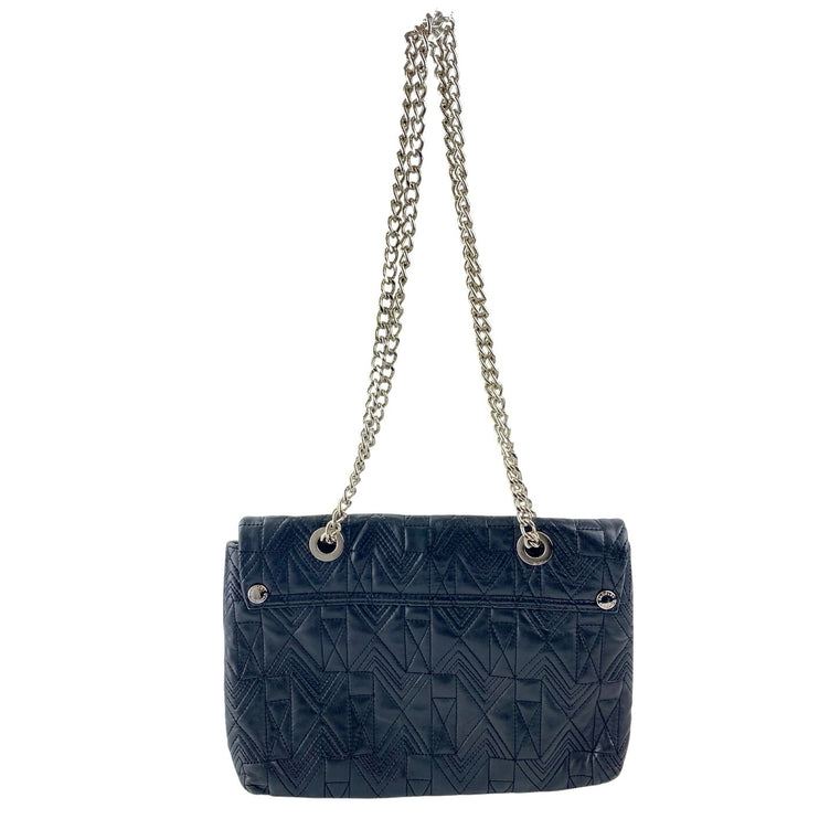 Badgley Mischka Black Faux Leather Vegan Chain Crossbody Purse Bag Handbag OS