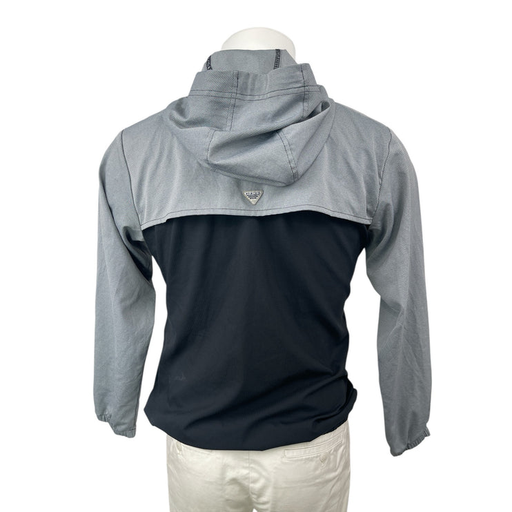 Columbia PFG Tamiami Gray Black Hoodie Hooded Long Sleeve Sweatshirt Top Size S