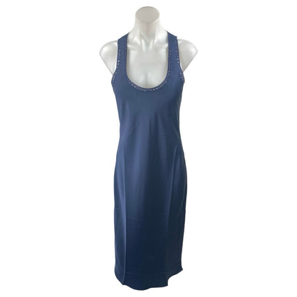 Heartloom Women's Blue Sleeveless Scoop Neck Stretch Midi Tank Bodycon Dress S