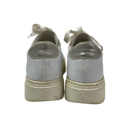 Rieker White Leather Low Top Lace up Round Toe Athletic Sneakers Shoes Size 7.5