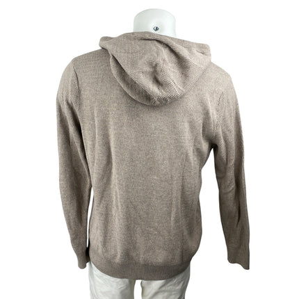 Hawker Rye Brown Tan Waffle Knit Hooded Long Sleeve Henley Sweatshirt Sweater L