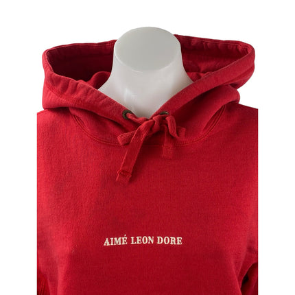 Aime Leon Dore Women's Red Logo Long Sleeve Hoodie Hooded Sweatshirt Top Sz M