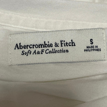 Abercrombie & Fitch Women White Logo Spellout Long Sleeve T Shirt Tee Top Size S
