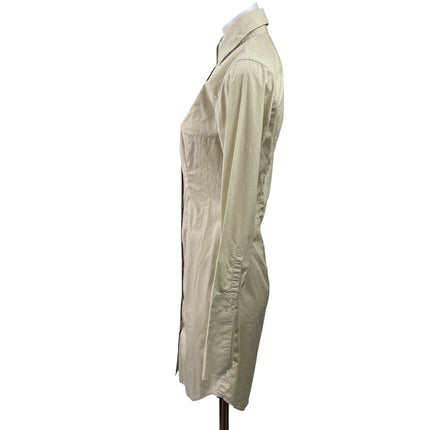 Gap Womens Beige Long Sleeve Collared Button Down A Line Mini Shirt Dress Size 2