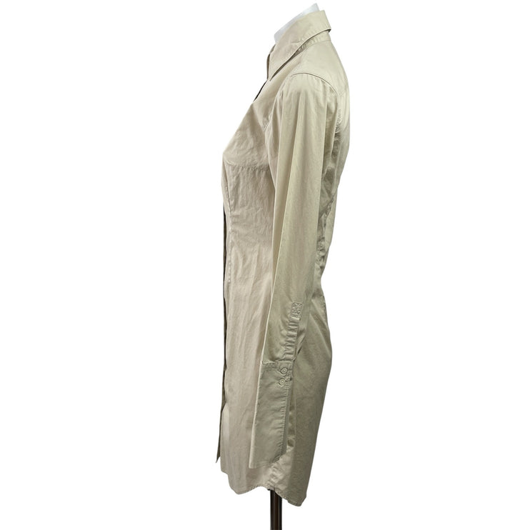 Gap Womens Beige Long Sleeve Collared Button Down A Line Mini Shirt Dress Size 2