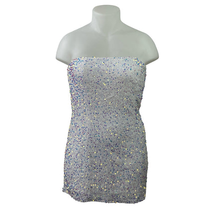 NEW Fashion Nova Kara White Sequin Strapless Tube Mini Bodycon Dress Size 1X