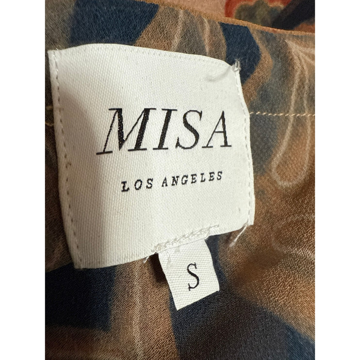 MISA Los Angeles Mariah Multicolor Floral Strapless Ruched Midi Tube Dress Sz S