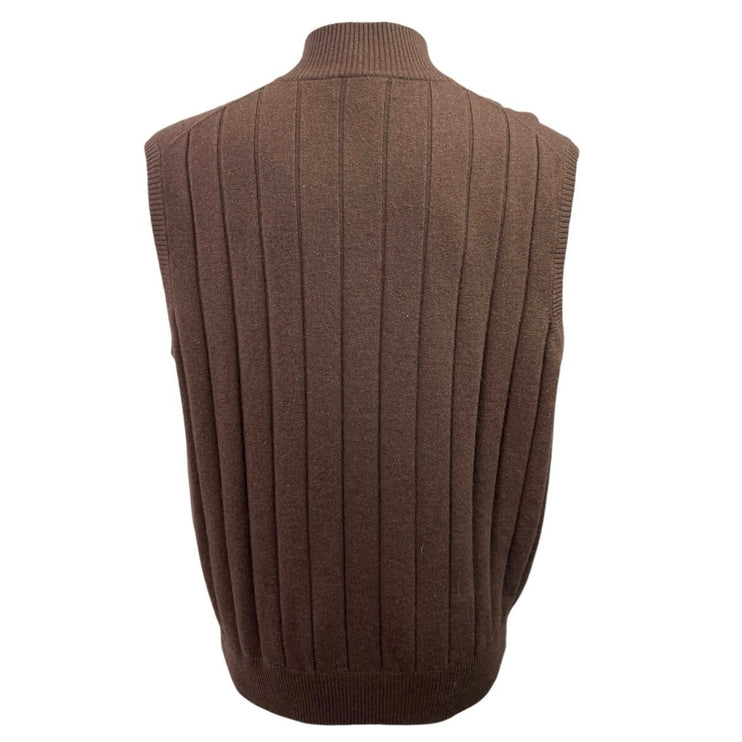 Reserve Patrick James Brown Knitted Full Zip Sleeveless Sweater Vest Tank Top XL