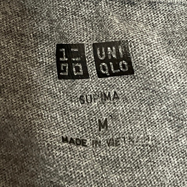 Uniqlo Men's Dark Gray Knit Short Sleeve Crew Neck Basic T Shirt Tee Top Size M