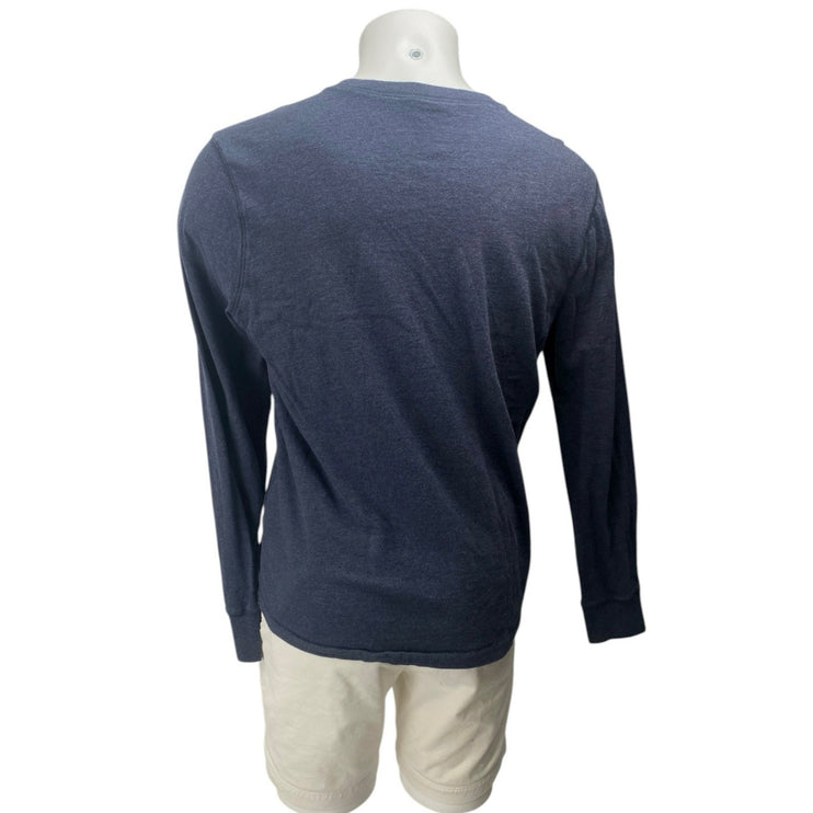 J.Crew Men's Navy Blue Long Sleeve Henley Crew Neck Basic T Shirt Tee Top Size L