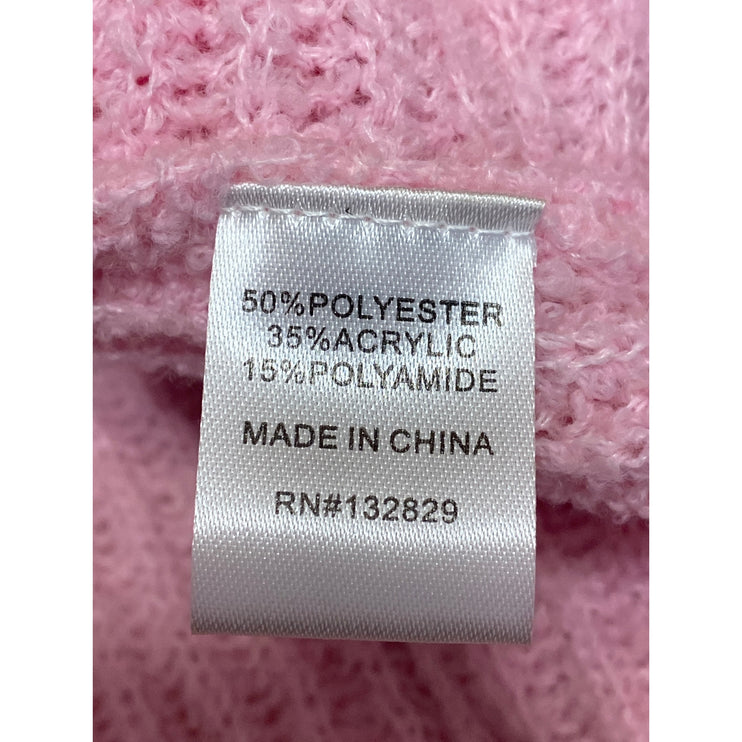 Superdown Women's Pink Ribbed Knit Faux Wrap Long Sleeve Sweater Top Size S