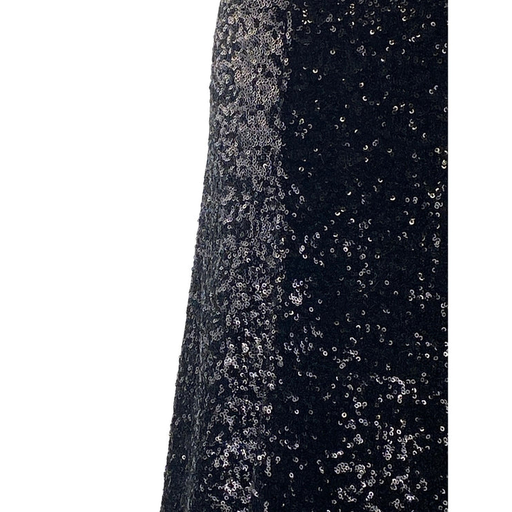 NEW Cece Champagne Soiree Rich Black Sequin Elastic Waist A Line Mini Skirt Sz 6