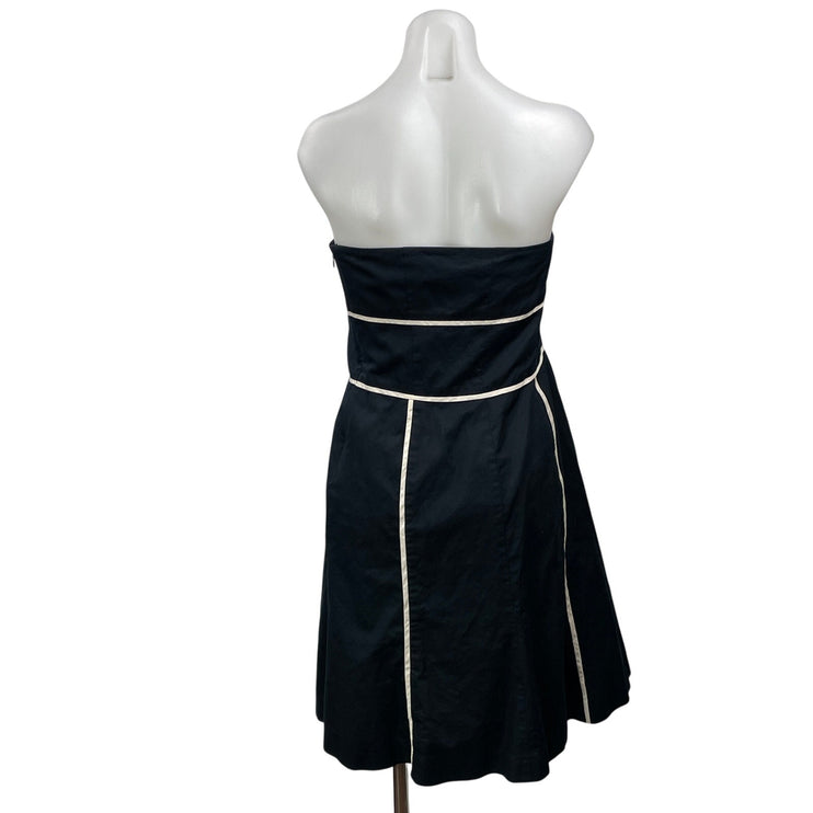 Ann Taylor Black Strapless Bandeau Sleeveless Bow Fit & Flare Mini Dress 12P