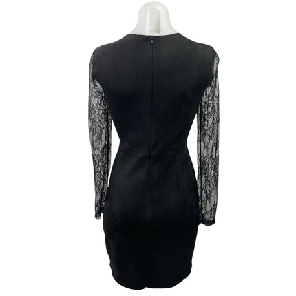 Zara Womens Black Floral Lace Mesh Long Sleeve Zip Mini Sheath Dress Size S