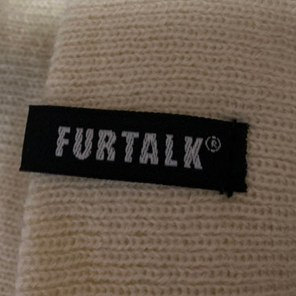 Furtalk Unisex White Knitted Cuffed Winter Bonnet Beanie Cap Hat One Size