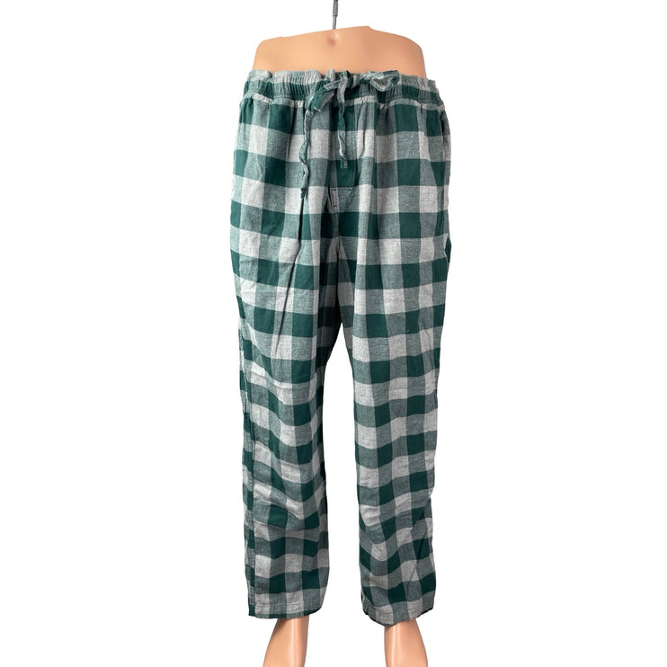 J.Crew Men's Green Gingham Check Tie Waist Straight Sleepwear Pajama Pants XL
