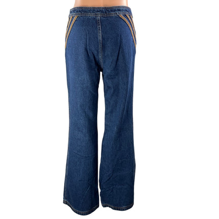 Free People We The Free Over the Rainbow Blue Bootcut Flare Denim Jeans Size 27