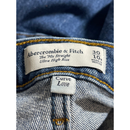 Abercrombie & Fitch 90's Straight Blue Ultra High Rise Denim Jeans Pants Size 10